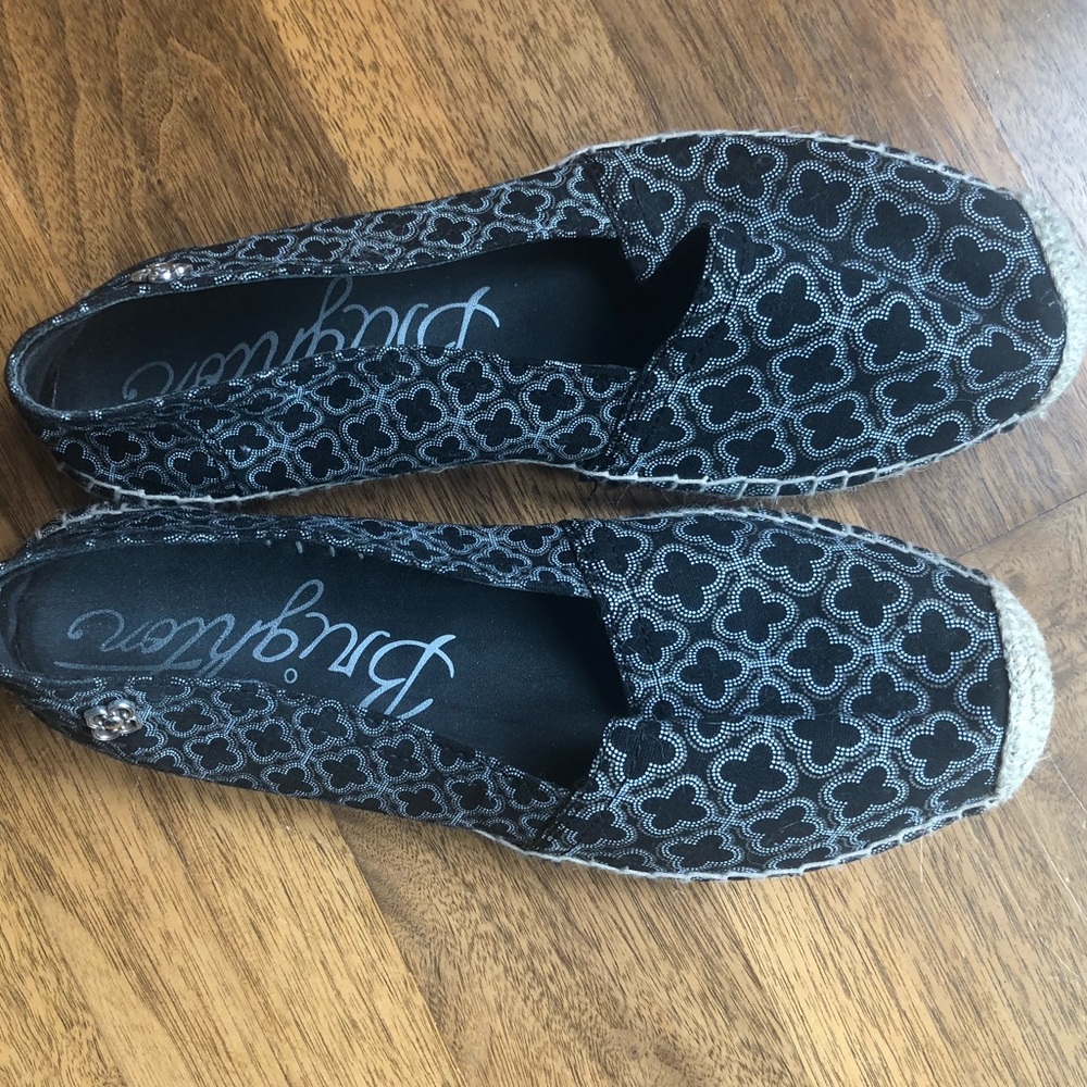 Brighton Espadrilles, Size 9, Black Tile Pattern